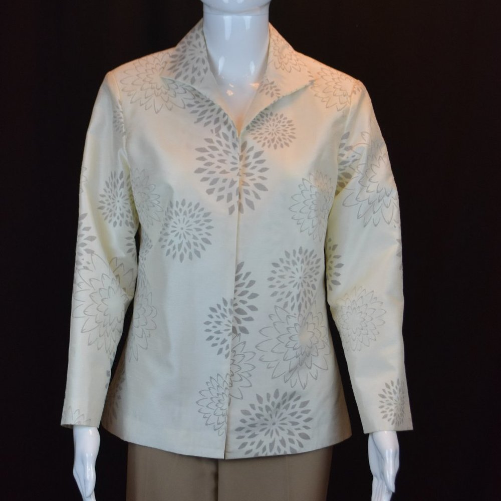 Grace Chuang New York size Small Ivory Blazer / Jacket with Beige Floral Design